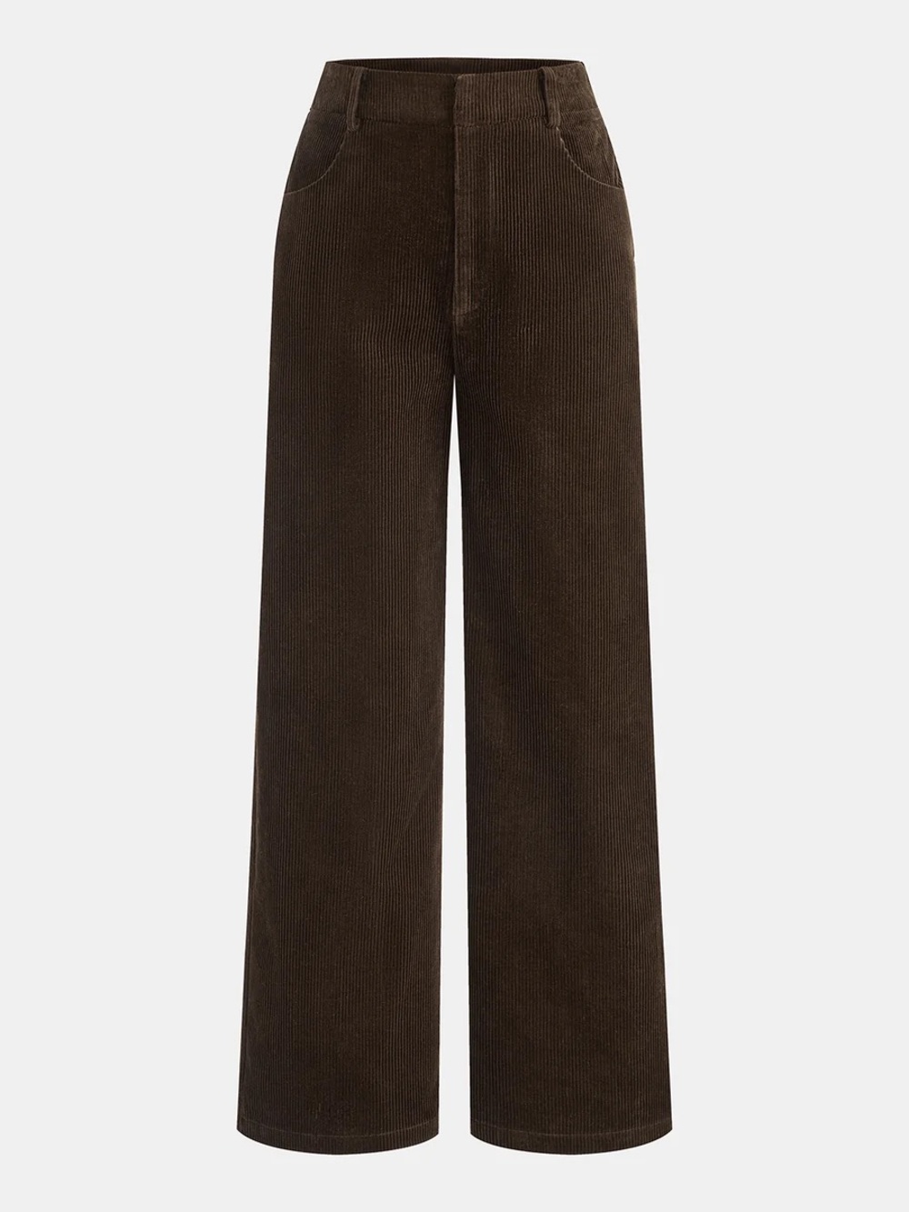 Commense Wide-Leg Corduroy Pants in Dark Brown